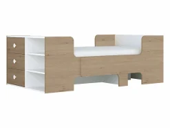 Vente-unique Cama evolutiva 90 x 140/170/190 cm con almacenamiento natural y blanco - GAROLIO Color natural claro / Blanco Hot