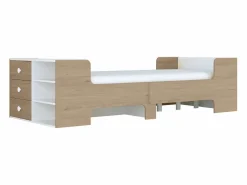Vente-unique Cama evolutiva 90 x 140/170/190 cm con almacenamiento natural y blanco - GAROLIO Color natural claro / Blanco Hot