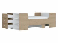 Vente-unique Cama evolutiva 90 x 140/170/190 cm con almacenamiento natural y blanco - GAROLIO Color natural claro / Blanco Hot