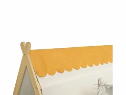 Cama individual 90 x 200 cm - Cama infantil con barrera y tienda de campaña - diseño de cabaña de madera - colchón no incluido^ Online