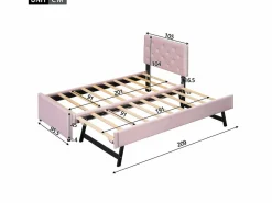 Cama individual de terciopelo con cama nido 90x200cm -^ModernLuxe Clearance