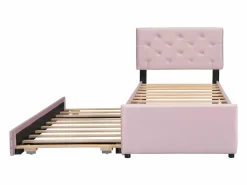 Cama individual de terciopelo con cama nido 90x200cm -^ModernLuxe Clearance