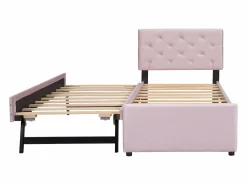 Cama individual de terciopelo con cama nido 90x200cm -^ModernLuxe Clearance