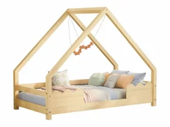 Merax Cama Montessori|Cama infantil - 90 x 200 cm - con protección anticaídas - madera maciza - natural