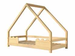 Merax Cama Montessori|Cama infantil - 90 x 200 cm - con protección anticaídas - madera maciza - natural