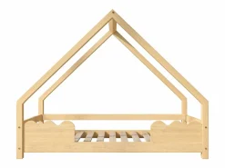 Merax Cama Montessori|Cama infantil - 90 x 200 cm - con protección anticaídas - madera maciza - natural