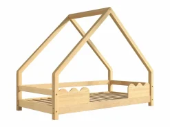 Merax Cama Montessori|Cama infantil - 90 x 200 cm - con protección anticaídas - madera maciza - natural