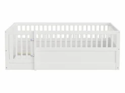 Cama infantil 90 x 200 cm - marco de cama de madera - con barreras de seguridad - con puerta - ​ (somier de láminas no incluido)^ModernLuxe Discount
