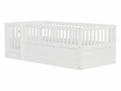 Cama infantil 90 x 200 cm - marco de cama de madera - con barreras de seguridad - con puerta - ​ (somier de láminas no incluido)^ModernLuxe Discount