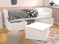 Cama infantil blanca con 2 cajones y un arcón mesa de centro 90 x 190 cm LOUANE^Vente-unique Sale