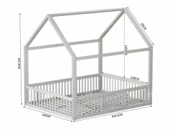 Cama infantil blanca de 140 x 200 cm con puerta de seguridad y láminas de somier, sin colchón^OKWISH Best