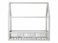 Cama infantil blanca de 140 x 200 cm con puerta de seguridad y láminas de somier, sin colchón^OKWISH Best