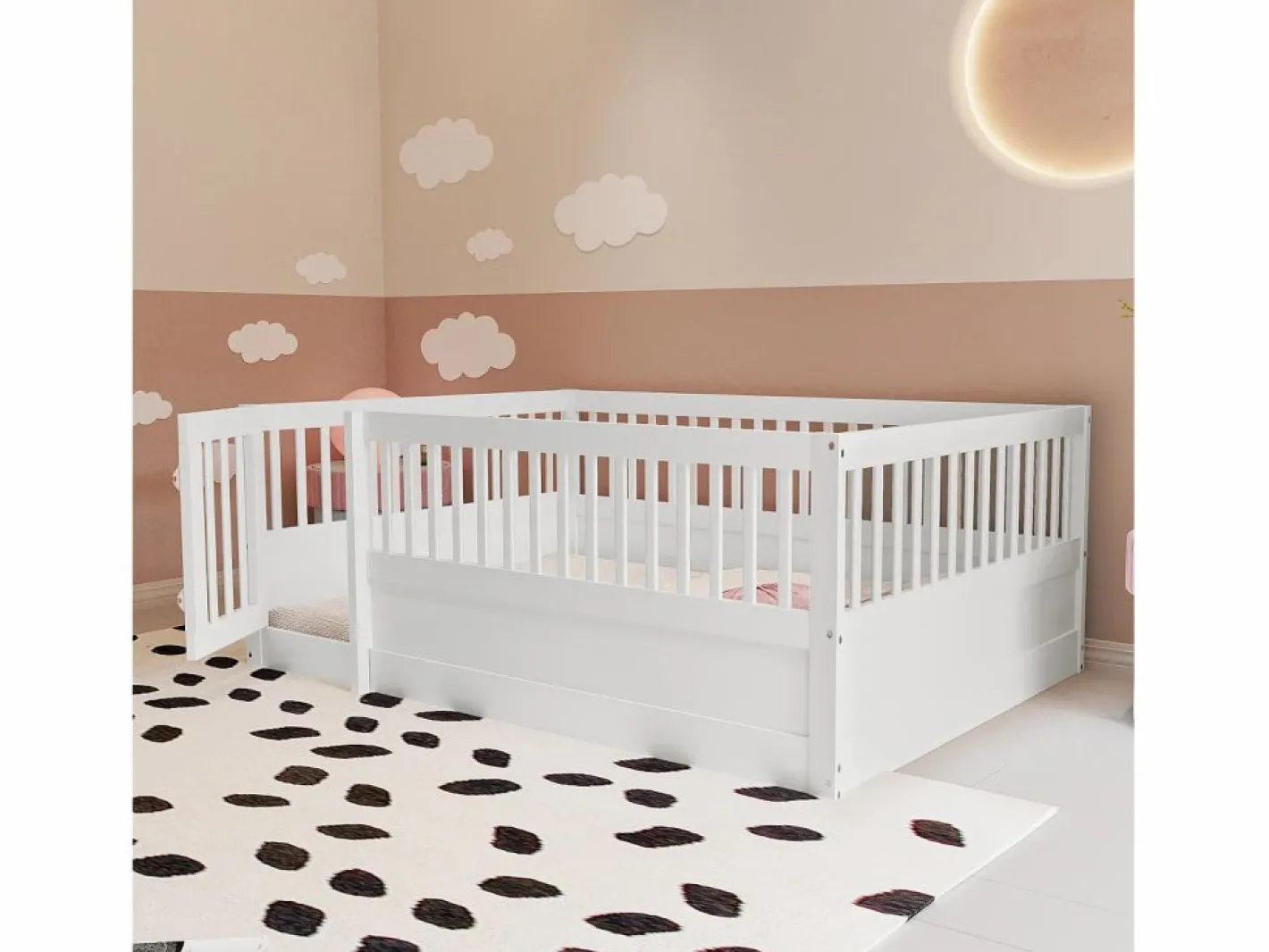 Cama infantil blanca tipo cabina de 140x200cm con estructura de cama y puerta pequeña (sin colchón ni estructura de cama)^Hauss Spole Discount