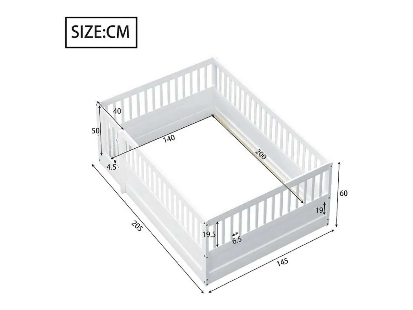 Cama infantil blanca tipo cabina de 140x200cm con estructura de cama y puerta pequeña (sin colchón ni estructura de cama)^Hauss Spole Discount