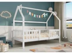 Merax Cama Montessori|Cama infantil cabina 90 x 200 cm con cabecero - Pino + Tablero de partículas + Contrachapado - (sin colchón)