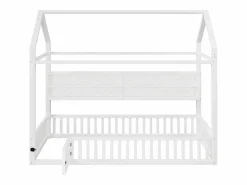 Hauss Spole Cama Montessori|Cama infantil cabina 90x200 cm con estantes de almacenaje e iluminación LED - Sin somier -