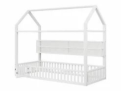 Hauss Spole Cama Montessori|Cama infantil cabina 90x200 cm con estantes de almacenaje e iluminación LED - Sin somier -