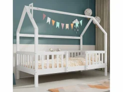 Cama infantil cabina 90x200 cm con base - cama juvenil con protección anticaída - madera - (sin colchón)^ Clearance