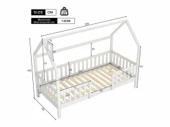 Cama infantil cabina 90x200 cm con base - cama juvenil con protección anticaída - madera - (sin colchón)^ Clearance
