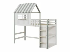 OKWISH Cama infantil cabina 90x200 cm de madera maciza con techo y compartimento de almacenamiento - Verde Discount