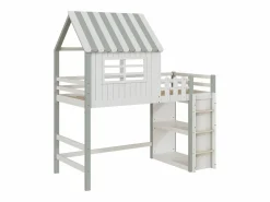 OKWISH Cama infantil cabina 90x200 cm de madera maciza con techo y compartimento de almacenamiento - Verde Discount