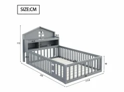 Hauss Spole Cama infantil cabina 90x200 cm con barandillas de seguridad, estantes y almacenaje en color (sin colchón) Gris Sale