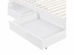 Cama Montessori|Cama infantil cabina 90x200 cm con somier de láminas - protección anticaídas, 2 cajones y balda de almacenaje - madera - (sin colchón)