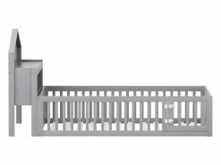 Hauss Spole Cama Montessori|Cama infantil cabina 140x200 cm con barandillas de seguridad, estantes y almacenaje en color (sin colchón)