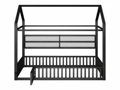Hauss Spole Cama infantil cabina 90x200 cm con estantes de almacenaje e iluminación LED - Sin somier - Negro Discount