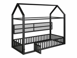 Hauss Spole Cama infantil cabina 90x200 cm con estantes de almacenaje e iluminación LED - Sin somier - Negro Discount