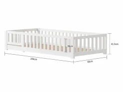 Cama infantil cabina 90x200cm, con somier, cama plana, cama infantil, protección anticaídas, pino macizo, color^ Clearance