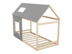 Cama infantil cabina 90x200cm con base - techo y ventana - madera - natural claro (sin colchón) Color natural claro