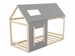 Cama infantil cabina 90x200cm con base - techo y ventana - madera - natural claro (sin colchón) Color natural claro