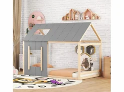 Cama infantil cabina 90x200cm con base - techo y ventana - madera - natural claro (sin colchón) Color natural claro
