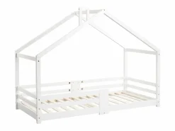Cama infantil casita 90x200 cm con chimenea - Somier robusto de pino - (sin colchón)^Hauss Spole Online
