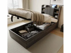 Merax Cama infantil con almacenaje - 90 x 200 cm - cabecero con almacenaje - con USB + Tipo C - MDF - Gris Sale