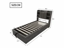 Merax Cama infantil con almacenaje - 90 x 200 cm - cabecero con almacenaje - con USB + Tipo C - MDF - Gris Sale