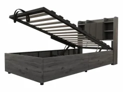 Merax Cama infantil con almacenaje - 90 x 200 cm - cabecero con almacenaje - con USB + Tipo C - MDF - Gris Sale