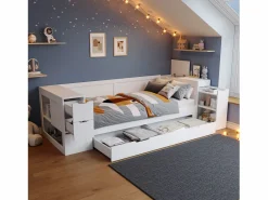 Merax Cama Diván|Cama Infantil|Cama infantil con canapé - 90 x 200 cm - sofá-cama con 3 cajones - con mesitas de noche - MDF -