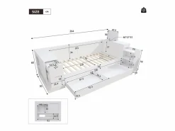 Merax Cama Diván|Cama Infantil|Cama infantil con canapé - 90 x 200 cm - sofá-cama con 3 cajones - con mesitas de noche - MDF -
