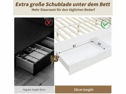 Merax Cama Diván|Cama Infantil|Cama infantil con canapé - 90 x 200 cm - sofá-cama con 3 cajones - con mesitas de noche - MDF -