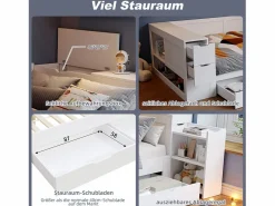 Merax Cama Diván|Cama Infantil|Cama infantil con canapé - 90 x 200 cm - sofá-cama con 3 cajones - con mesitas de noche - MDF -