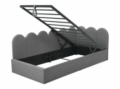 Cama infantil con canapé de 90x190cm con somier de láminas - cabecero tapizado - estructura de metal - terciopelo (sin colchón) Gris Best