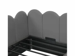 Cama infantil con canapé de 90x190cm con somier de láminas - cabecero tapizado - estructura de metal - terciopelo (sin colchón) Gris Best