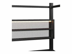 Merax Cama infantil con plataforma en forma de casa - 90 x 200 cm - con barandilla + LED + almacenaje - metal - Negro Outlet