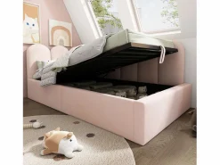 Cama Con Canapé|Cama Con Almacenaje|Cama infantil con somier de láminas 90x190 cm - Cama juvenil con estructura metálica - Terciopelo (sin colchón)