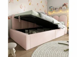 Cama Con Canapé|Cama Con Almacenaje|Cama infantil con somier de láminas 90x190 cm - Cama juvenil con estructura metálica - Terciopelo (sin colchón)