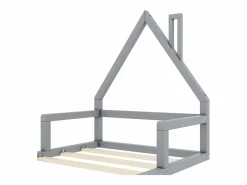 Cama infantil de 90 x 200 cm, cuna con forma de casa, pino macizo, estilo sencillo,^Merax Clearance