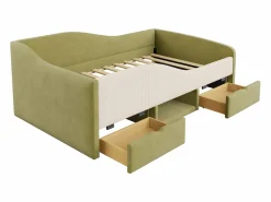 Cama Infantil|Cama infantil de 90 x 190 cm con 2 cajones y somier de láminas de madera, de terciopelo oscuro (no incluye colchón).