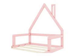 Merax Mueble De Bebé|Cama infantil de 90 x 200 cm, cuna con forma de casa, pino macizo, estilo sencillo,